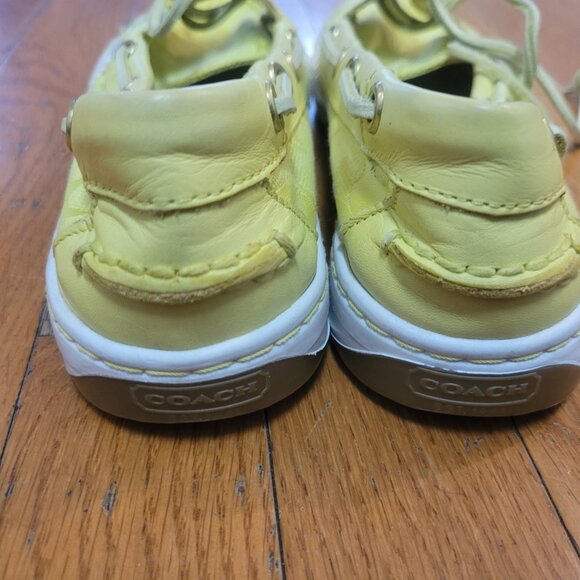 Coach Rainey Size 7 boat shoes in neon yellow, used with light wear - Picture 3 of 9